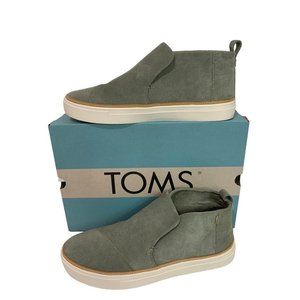 Size 11 TOMS Women's New Paxton Vetiver Grey Suede Pull On Sneaker 10016790